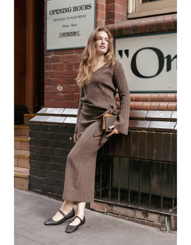 Petal & Pup - Everett Cable Knit Skirt Set - Chocolate