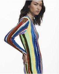 Desigual - Ribbed dress with colored stripes