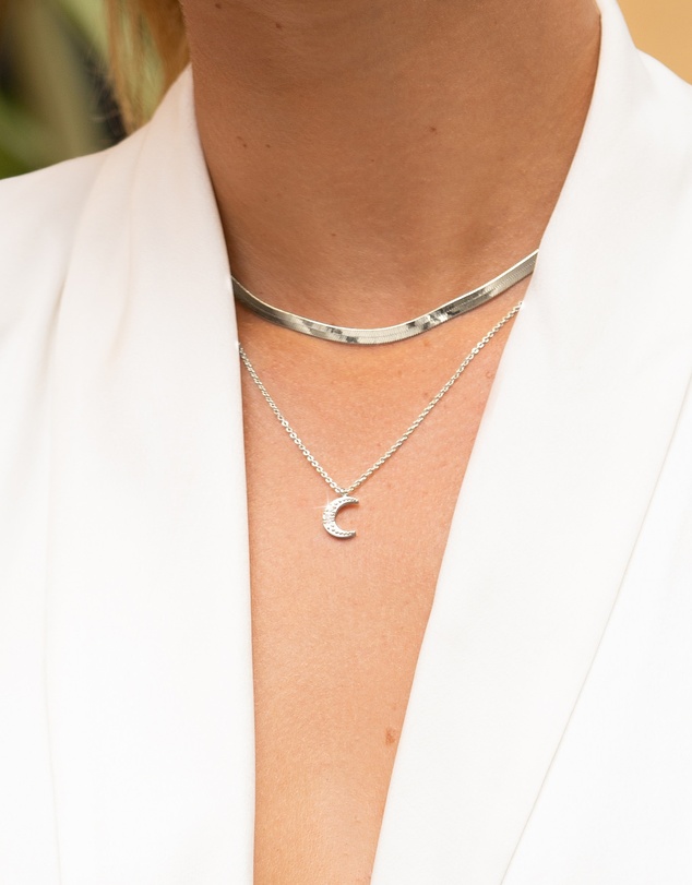 Mestige - Moonlight Shimmer Necklace - Silver Plated