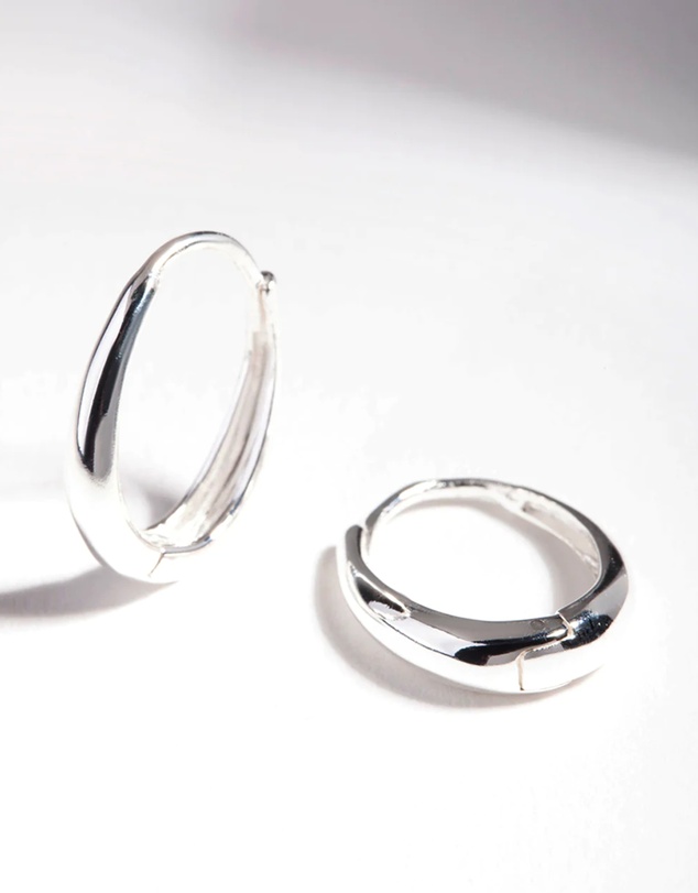 Lovisa - Sterling Silver Oval Drop Huggie Earrings