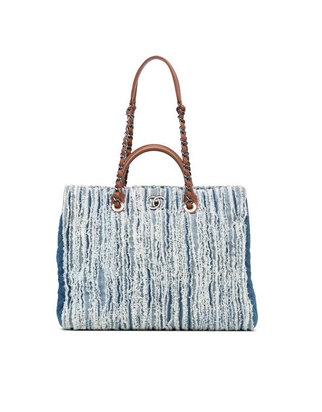 Pre-Loved by Azura Reborn - Pre-Loved chanel Denim Textile Handbag with Leather Trim and Chain Detail