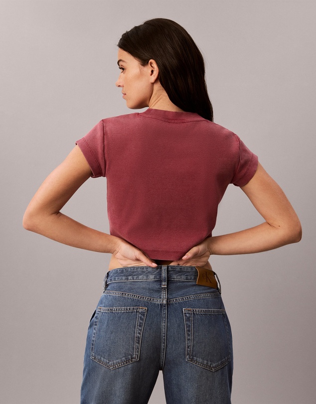 Calvin Klein Jeans - Monologo Rib Acid Wash Baby Tee