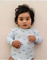 Kynd Baby - Comfy Bodysuit Long Sleeve in Blue Haze Cars
