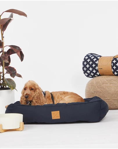Mog & Bone - Bolster Dog Bed - Navy