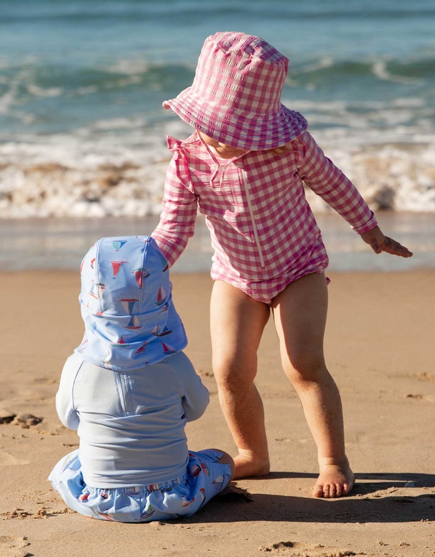 Purebaby - Printed Frilly Long Sleeve Swimsuit- Kids-Babies