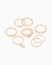 Lovisa - Gold Swirl Mixed Stacking Rings 8-Pack