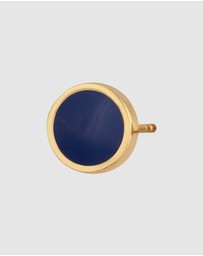 Kuzzoi - ICONIC EXCLUSIVE - Earrings Male Basic Circle Geo Enamel Blue 925 Sterling Silver Gold Plated