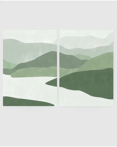Inka Arthouse - Green Abstract Set by Elena Ristova