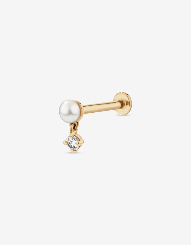 Michael Hill - Cultured Freshwater Pearl & White Sapphire Single Helix Earring in 10kt Gold