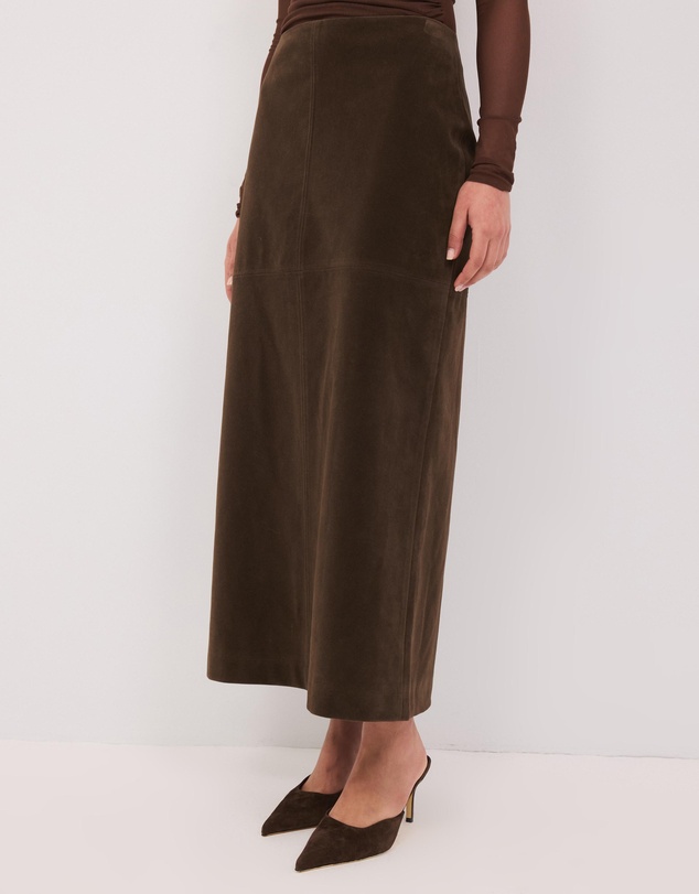 Calli - Maslow Faux Suede Midi Skirt