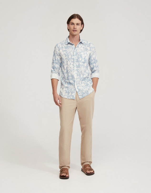 Oxford - Holloway Linen Blend Printed Shirt