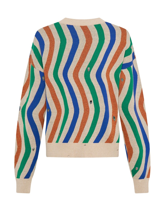 ONE TEASPOON - Acid Trip Knitted Wool Sweater - Striped Cream