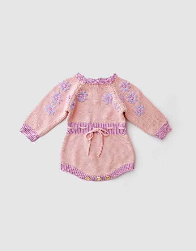 WITH LOVE FOR KIDS - Long Sleeve Knitted Romper - Babies