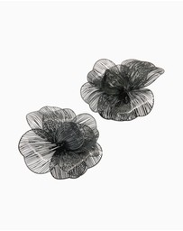 Lovisa - Black Coated Metal Laser Cut Full Flower Earrings
