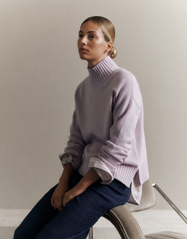 Trenery - Merino Funnel Neck Pullover in Lilac