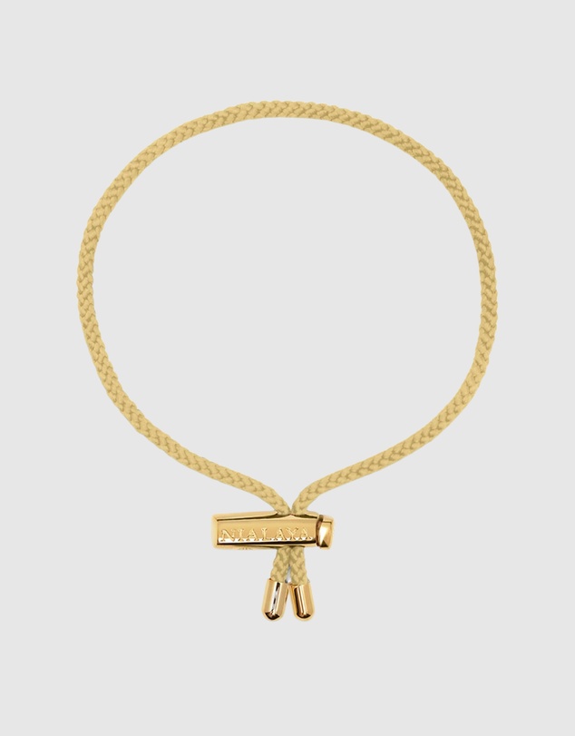 Nialaya Jewellery - Men's Beige String Bracelet with Adjustable Gold Lock
