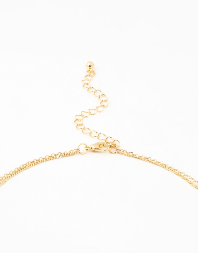 Lovisa - Gold Plated Brass Bow & Pearl Layered Necklace