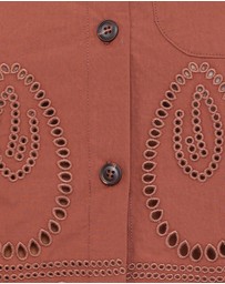 Petal & Pup - Williams Cropped Eyelet Button Up Shirt - Brown