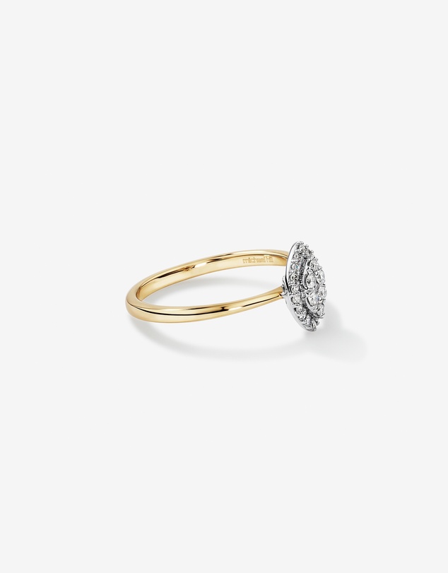 Michael Hill - 0.15 Carat TW Marquise Cluster Diamond Promise Ring in 10kt Yellow and White Gold
