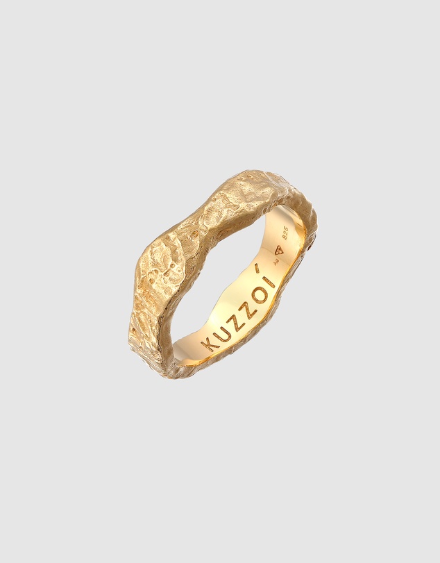 Kuzzoi - ICONIC EXCLUSIVE - Hammered Band Ring in Gold-Plated 925 Sterling Silver