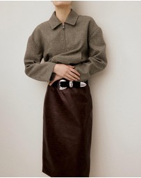 M.N.G - Croco Faux Leather Midi Skirt