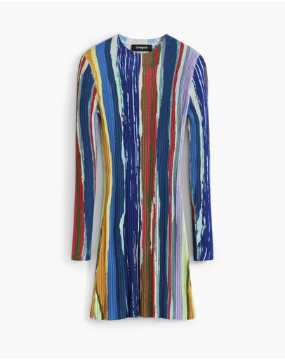 Desigual - Ribbed dress with colored stripes