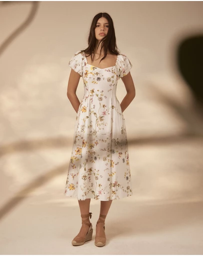Forcast - Katie Puff Sleeve A-Line Dress