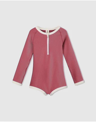 Zulu & Zephyr Mini - Mini Stripe Rib Rashie Onesie - Babies-Teens