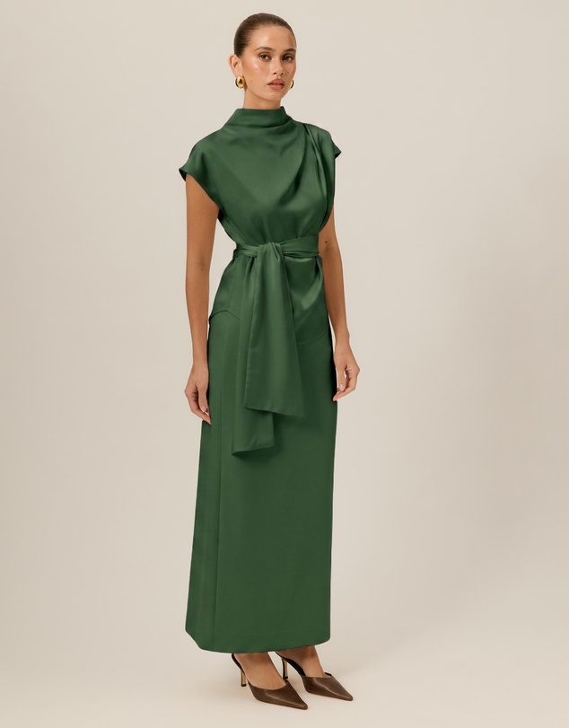 Tussah - Violet Drape Tie Detail Satin Top