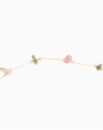 Lovisa - Gold Plated Multicoloured Semi Precious Stone Freshwater Pearl Cross Charm Necklace