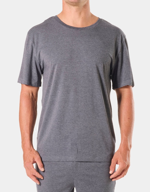 Mitch Dowd - Mens Soft Bamboo Crew Neck Sleep Tee - Grey Marle