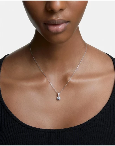 Swarovski - Stilla pendant, Round cut, White, Rhodium plated