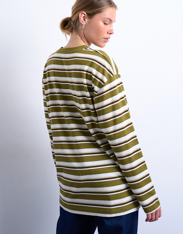TOPSHOP - Stripe Long Sleeve Slouchy Skater Tee