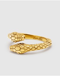 Nialaya Jewellery - Men's Gold Plated Vintage Snake Ring