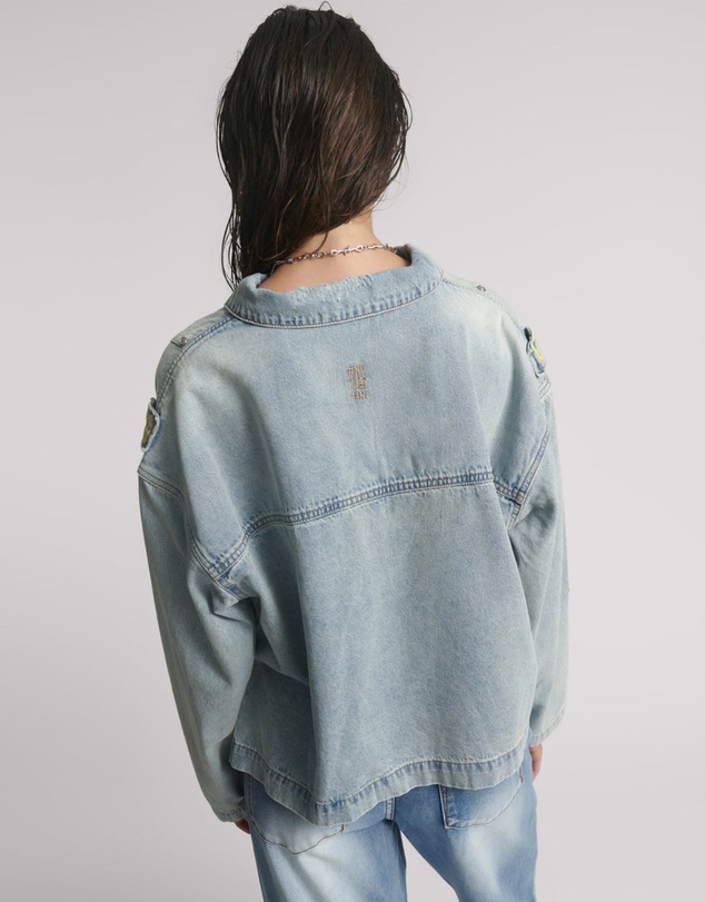 ONE TEASPOON - Retro Pullover Denim Shirt - Soft Blue