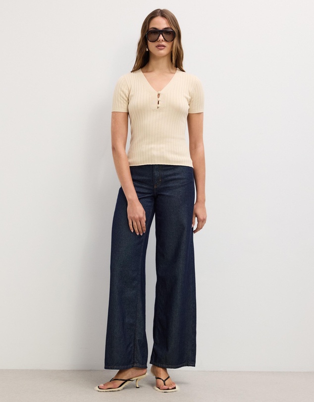 The Fated - Jules Placket Knit Top
