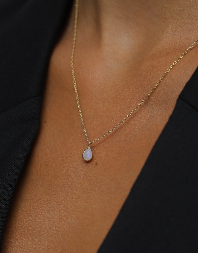 Elli Jewelry - Moonstone Teardrop Jewellery Set in Gold-Plated 925 Silver