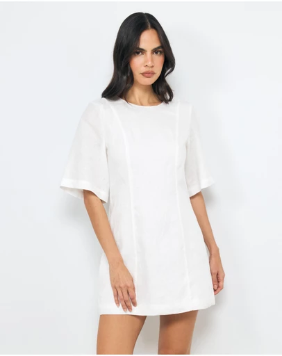 AERE - Atri Seam Detail Linen Mini Dress