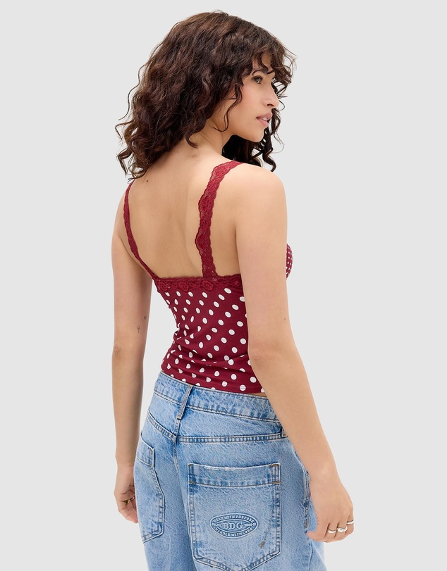 BDG By Urban Outfitters - Polka Dot Lace Trim Cami