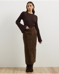 Atmos&Here - Sylvette Faux Suede Midi Skirt