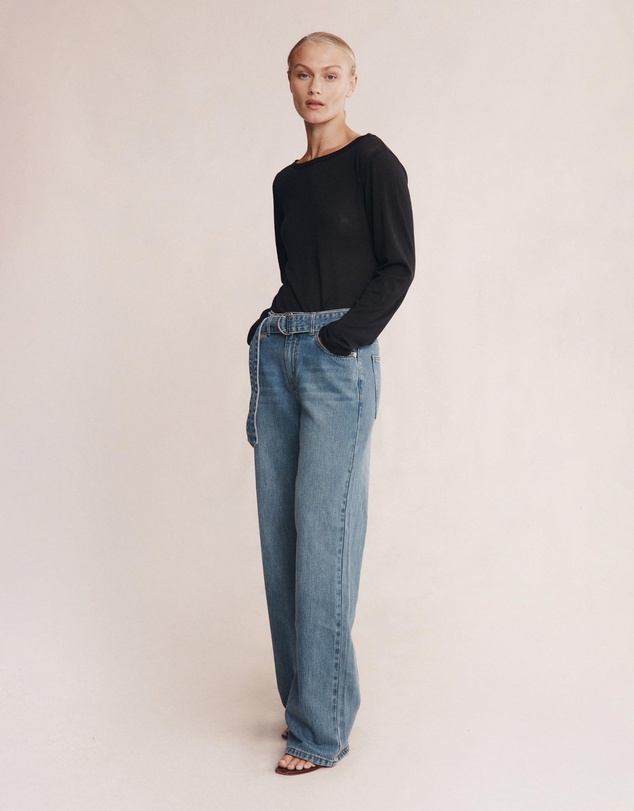 Marle - Belted Wide Leg Jeans