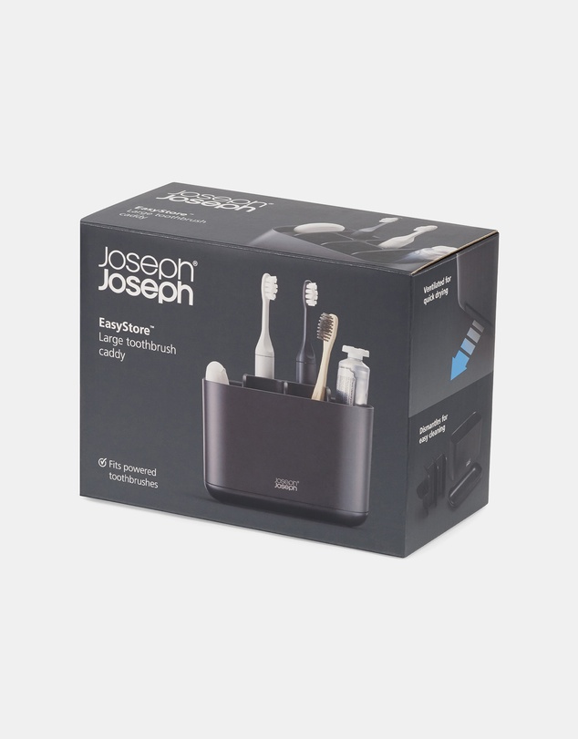 Joseph Joseph - EasyStore™ Large Toothbrush Caddy with Matt Black Finish