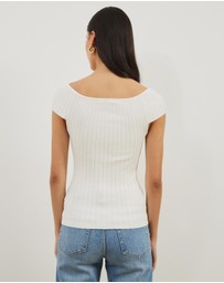 Atmos&Here - Kayla Off Shoulder Rib Knit Top