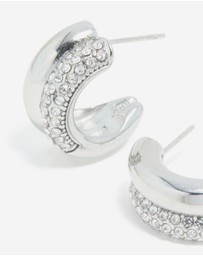 Lovisa - Waterproof Stainless Steel Cubic Zirconia Pave Illusion Hoop Earrings