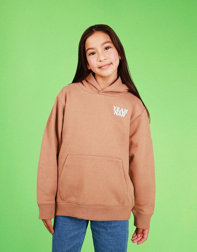 Skwosh - Yeah Nah Kids Slang Hoodie in Mocha