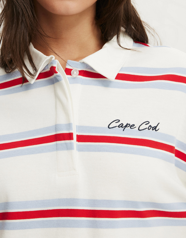 Cotton On - Oversized Long Sleeve Graphic Polo
