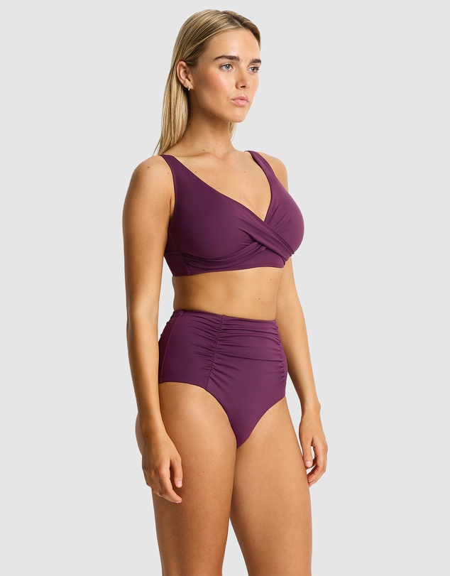 Sea Level - Essentials Edit Cross Front Multifit Bra Top Claret
