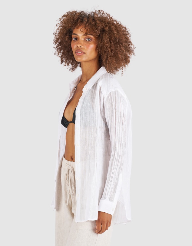 CAMIXA - Crinkle Oversized Linen Shirt