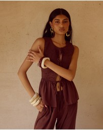 Seven Wonders - Fleur Shirred Tie Front Top