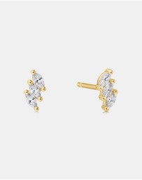 Ania Haie - Ania Haie Gold Triple Marquise Stud Earrings
